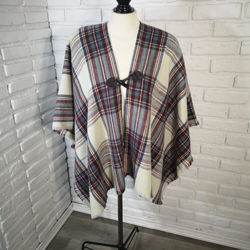 Roots Ladies One Size Fits Most Multi Colored Cape with Toggle Button Closure
